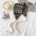 Fair Isle Knit Tie-Up Ear Warmer - White