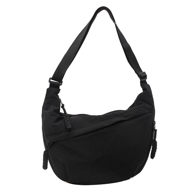 Slouchy Nylon Sling Crossbody Bag - Black
