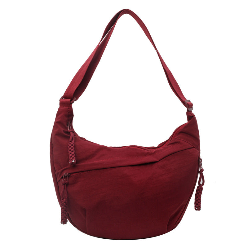 Slouchy Nylon Sling Crossbody Bag - Burgundy
