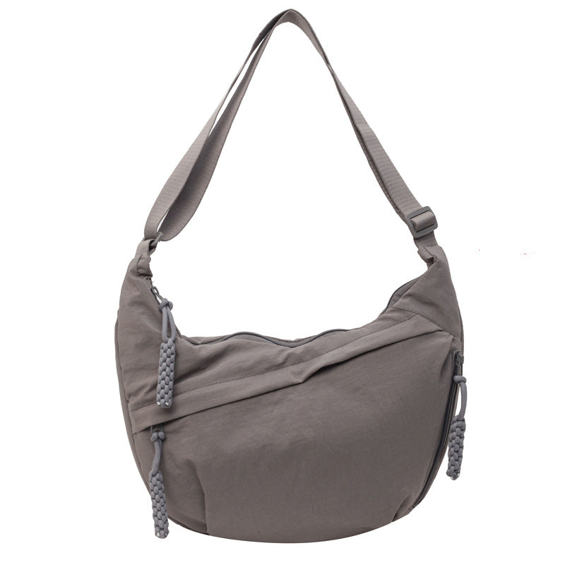 Slouchy Nylon Sling Crossbody Bag - Grey