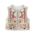 Floral Embroidered Sleeveless Cropped Cardigan - White