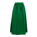 Satin Maxi Skirt With Gathered Waist - Green