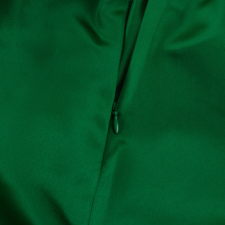 Satin Maxi Skirt With Gathered Waist - Green - 3
