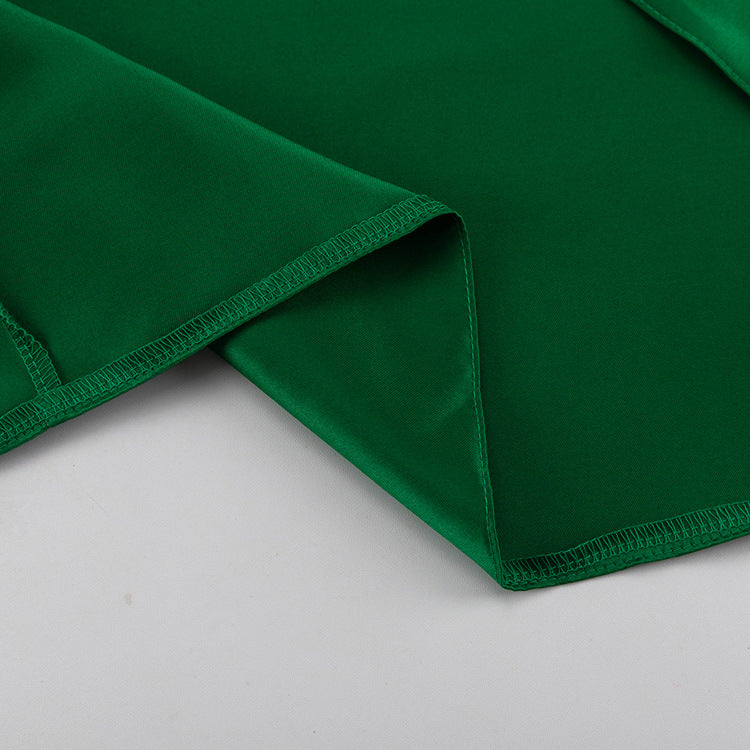Satin Maxi Skirt With Gathered Waist - Green - 4