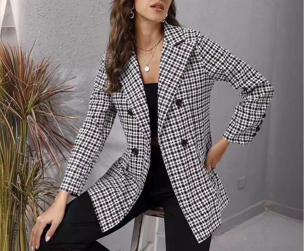 Check Print Notch Lapel Tailored Blazer - view 1