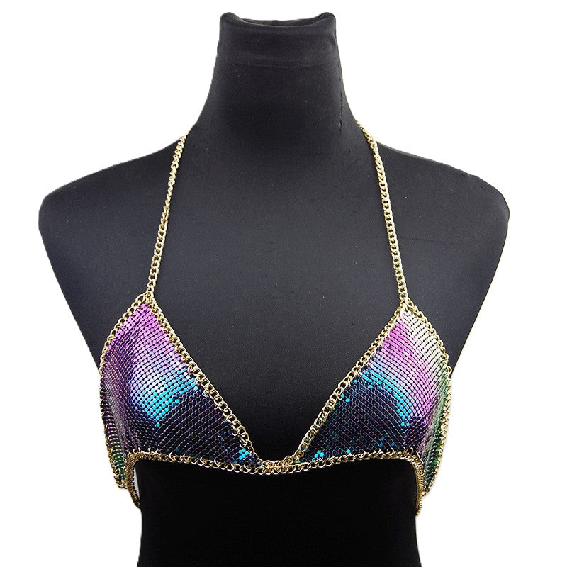 Metal Mesh Triangle Bralette Body Chain