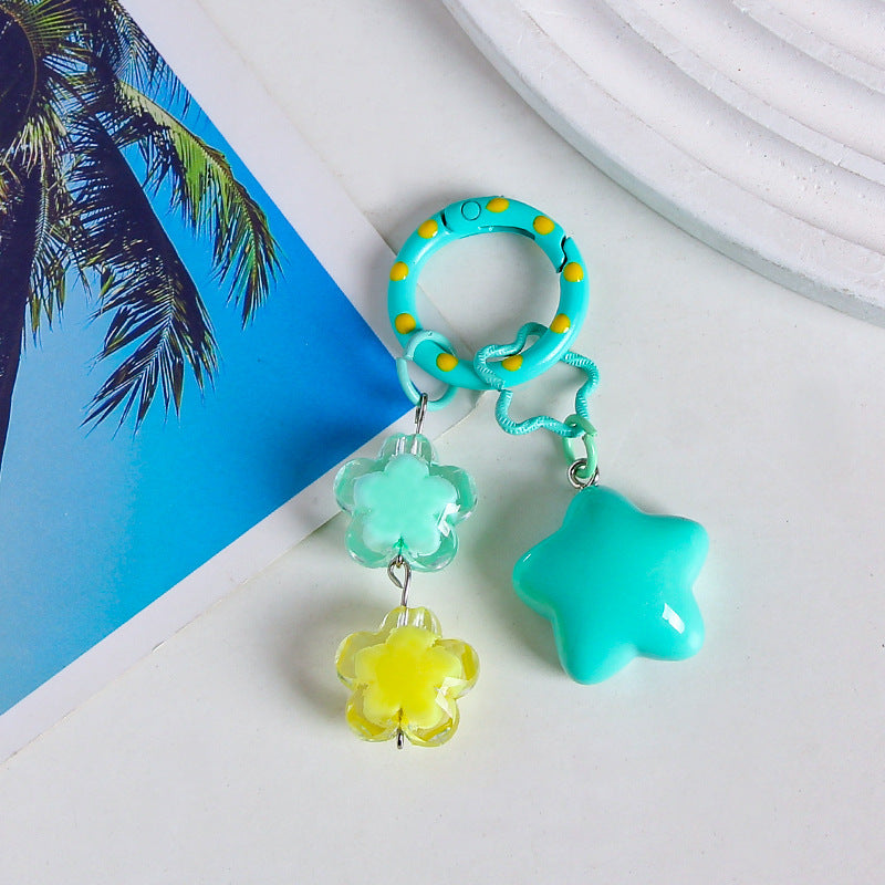 Pastel Star Flower Charm Keychain - Lakeblue