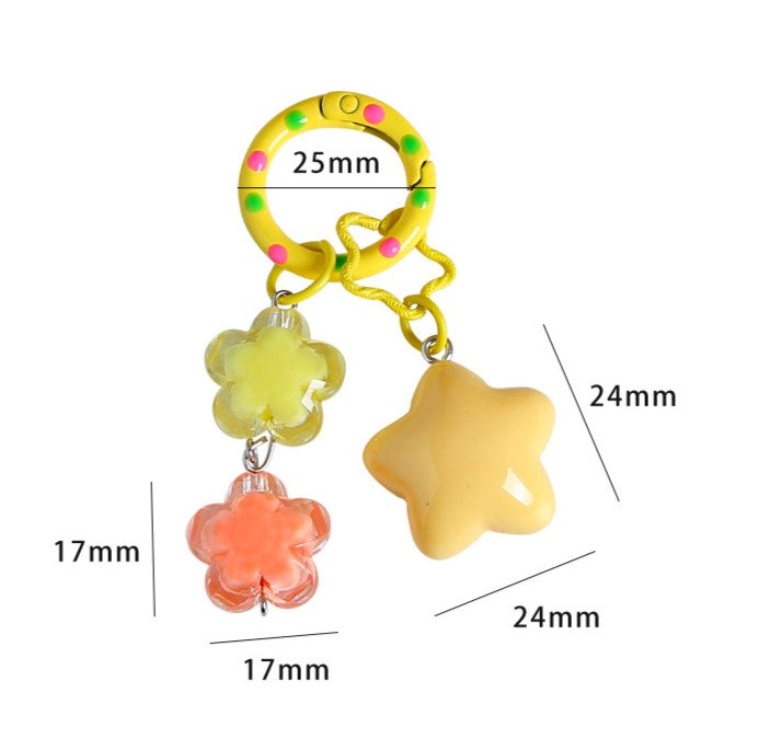 Pastel Star Flower Charm Keychain - Yellow - 1