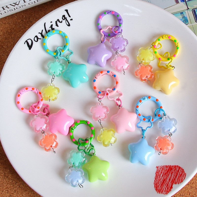 Pastel Star Flower Charm Keychain - view 1