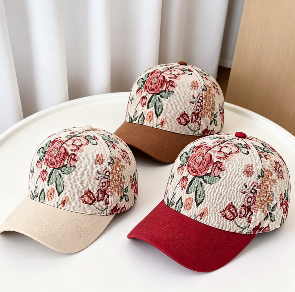 Butterfly Floral Tapestry Baseball Cap Suede Visor - FGreen - 3