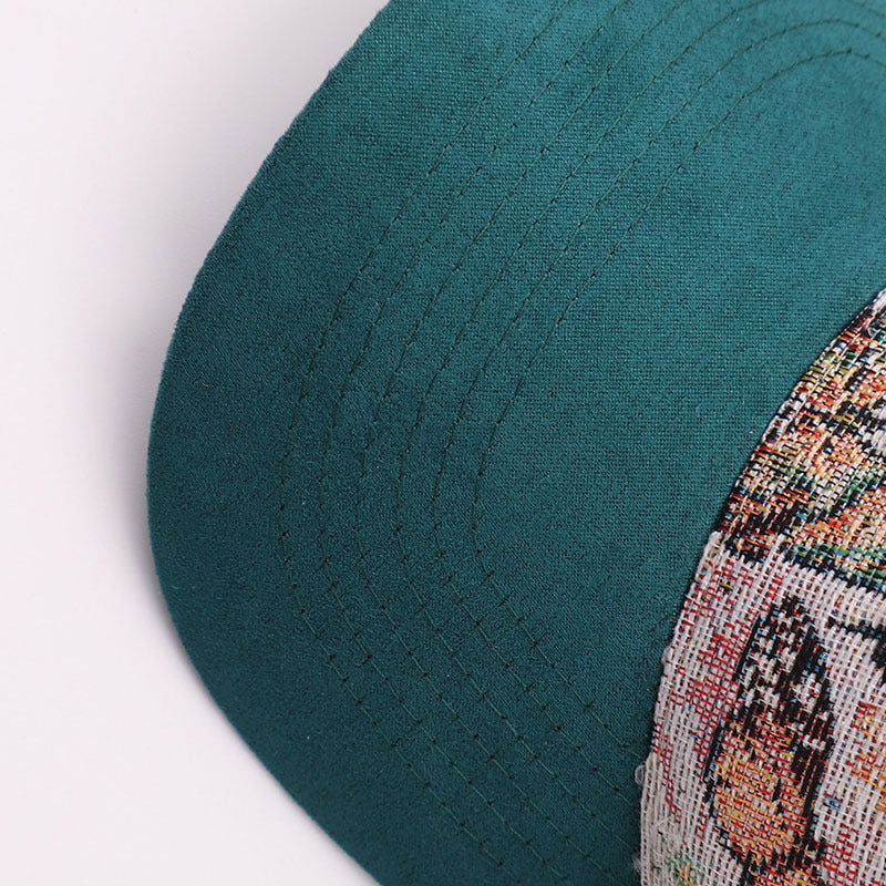 Butterfly Floral Tapestry Baseball Cap Suede Visor - FGreen - 4