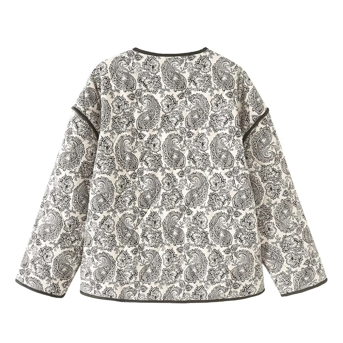 Paisley Quilted Reversible Button Jacket - Grey