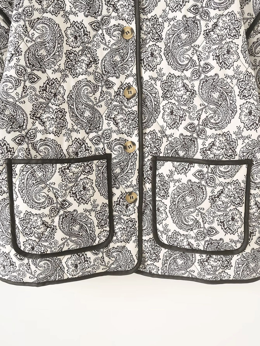Paisley Quilted Reversible Button Jacket - Grey - 2