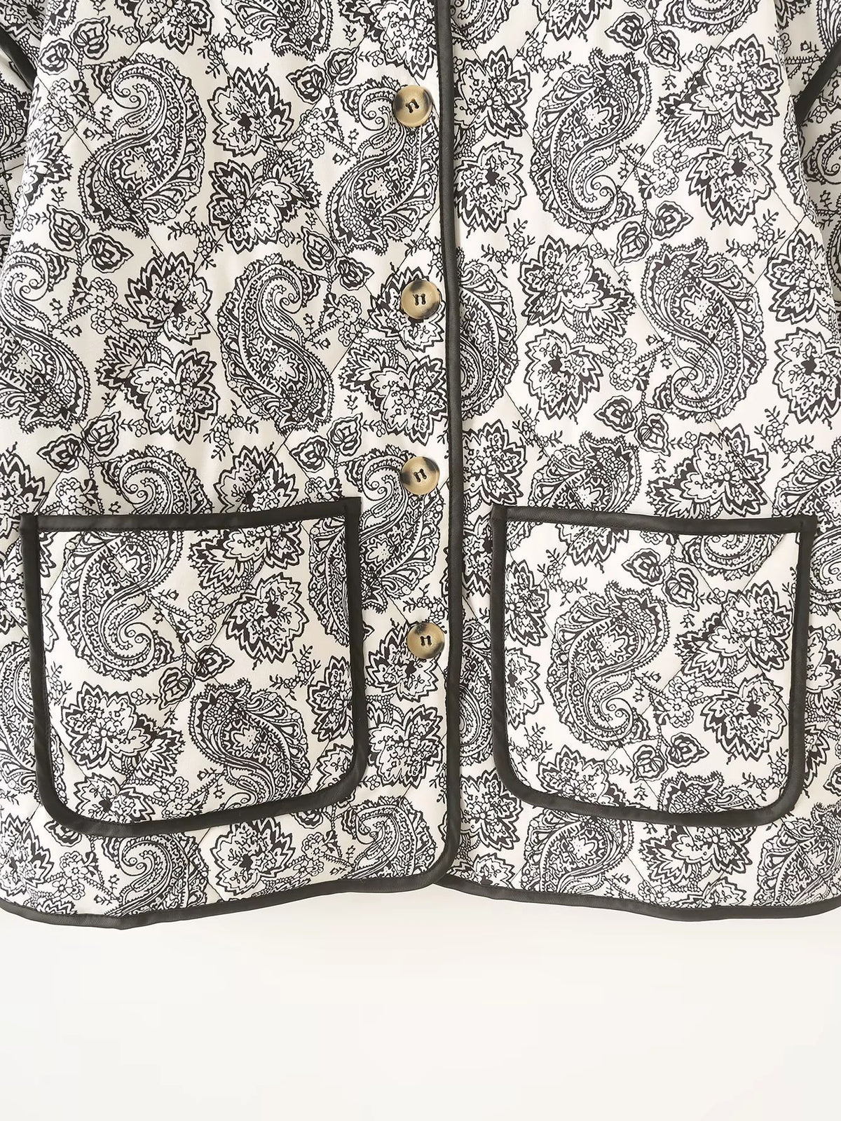 Paisley Quilted Reversible Button Jacket - Grey - 2
