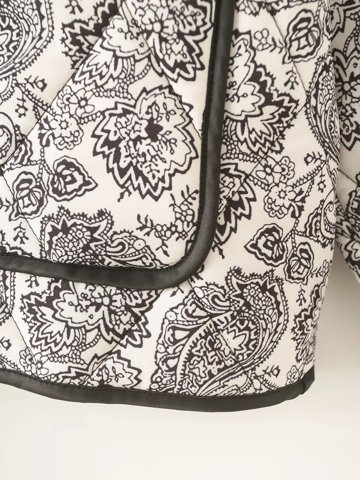 Paisley Quilted Reversible Button Jacket - Grey - 5