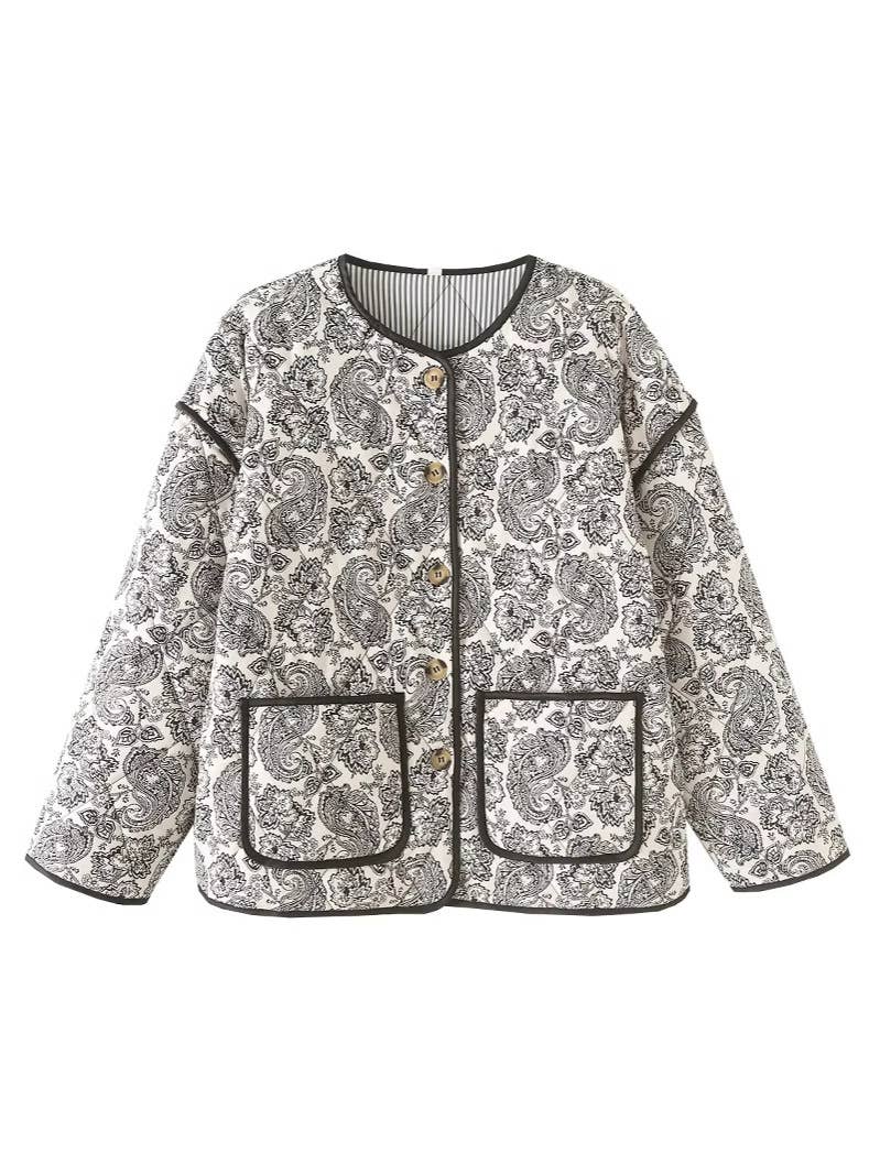Paisley Quilted Reversible Button Jacket