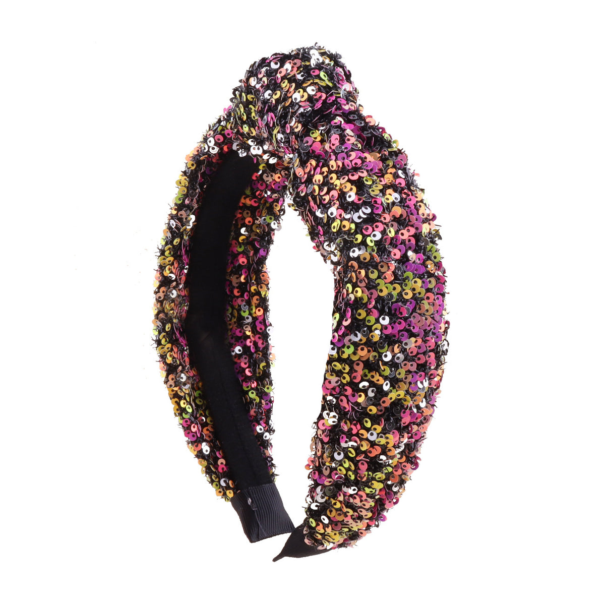Glitter Chunky Knot Padded Headband - Black