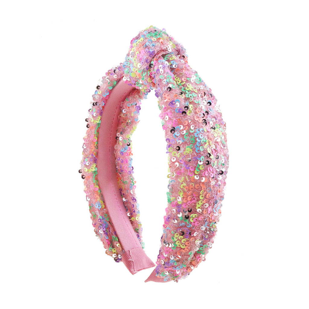 Glitter Chunky Knot Padded Headband - Pink01
