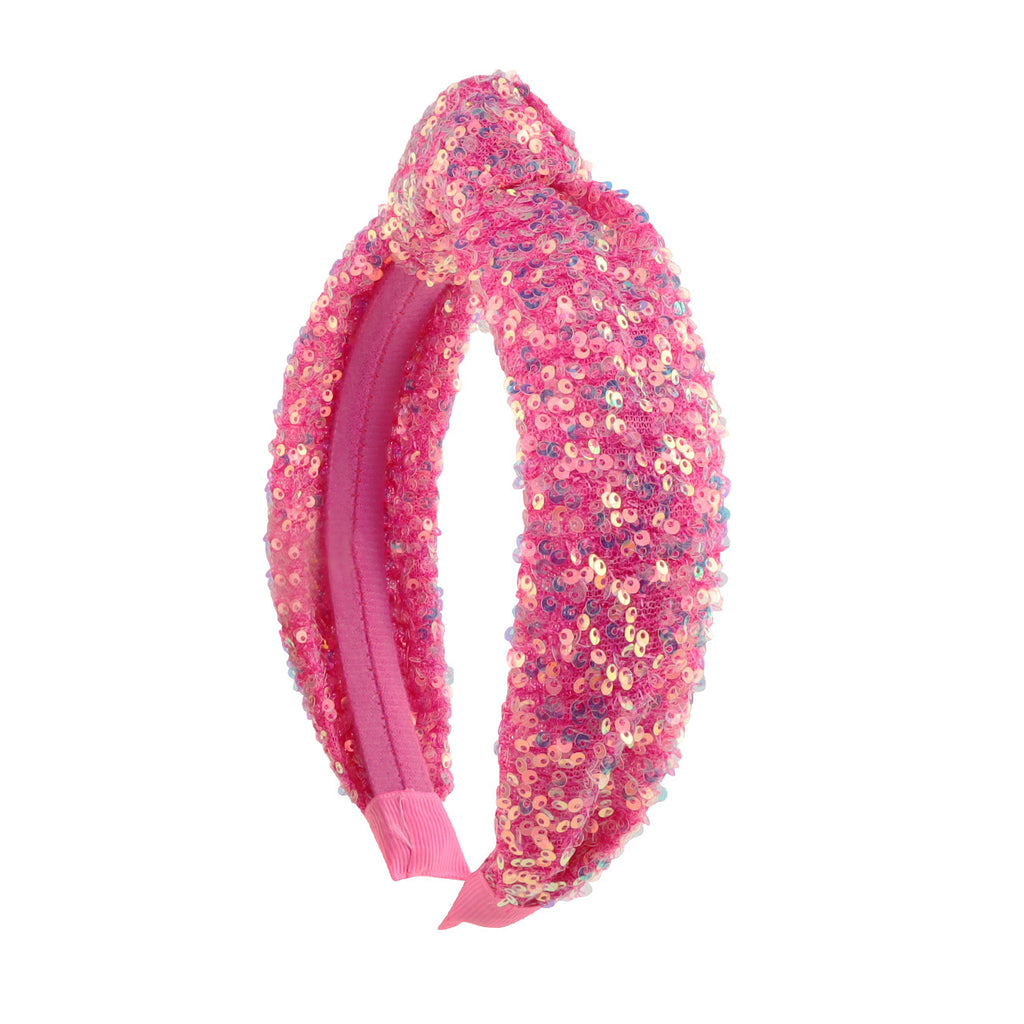 Glitter Chunky Knot Padded Headband - Rouge