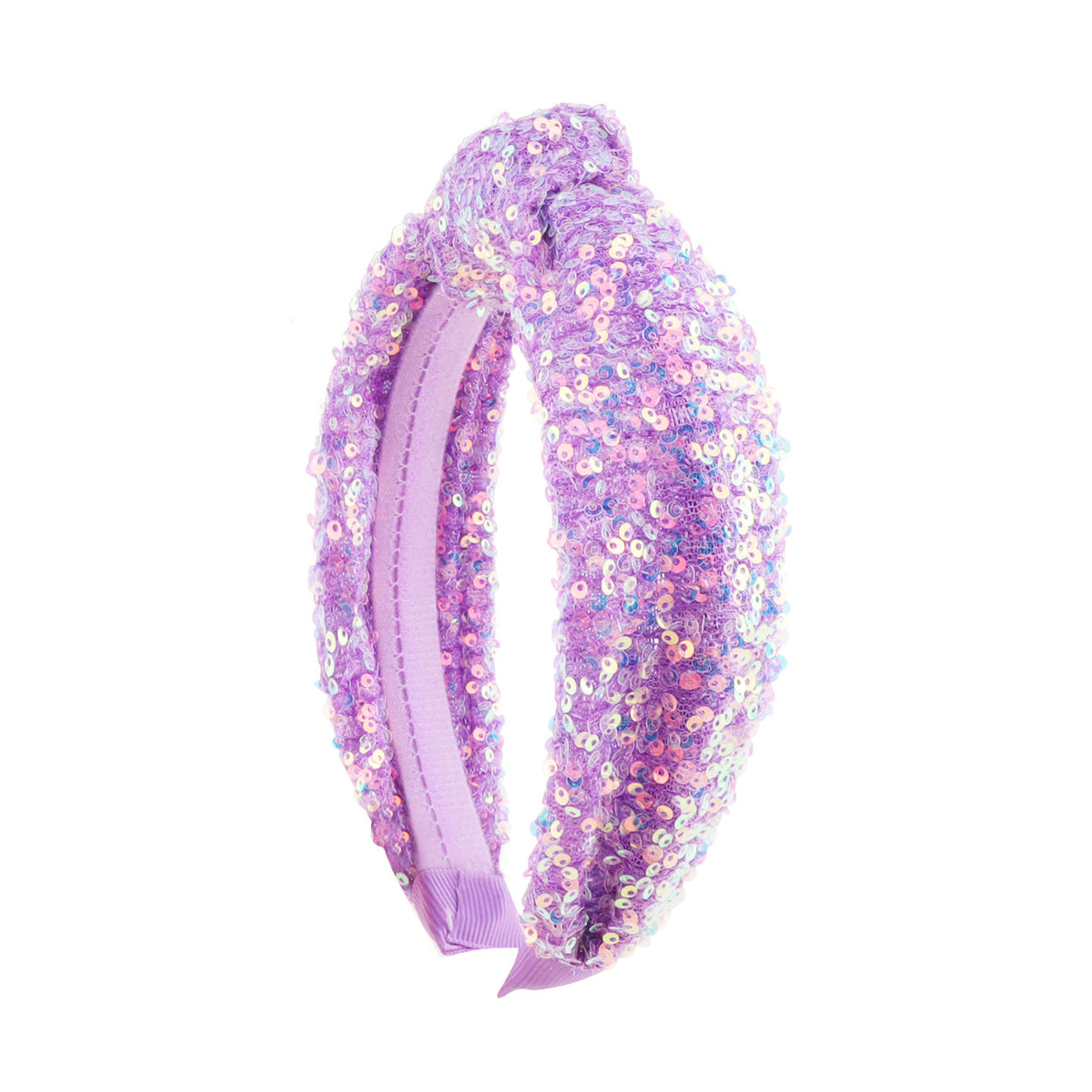 Glitter Chunky Knot Padded Headband - Violet