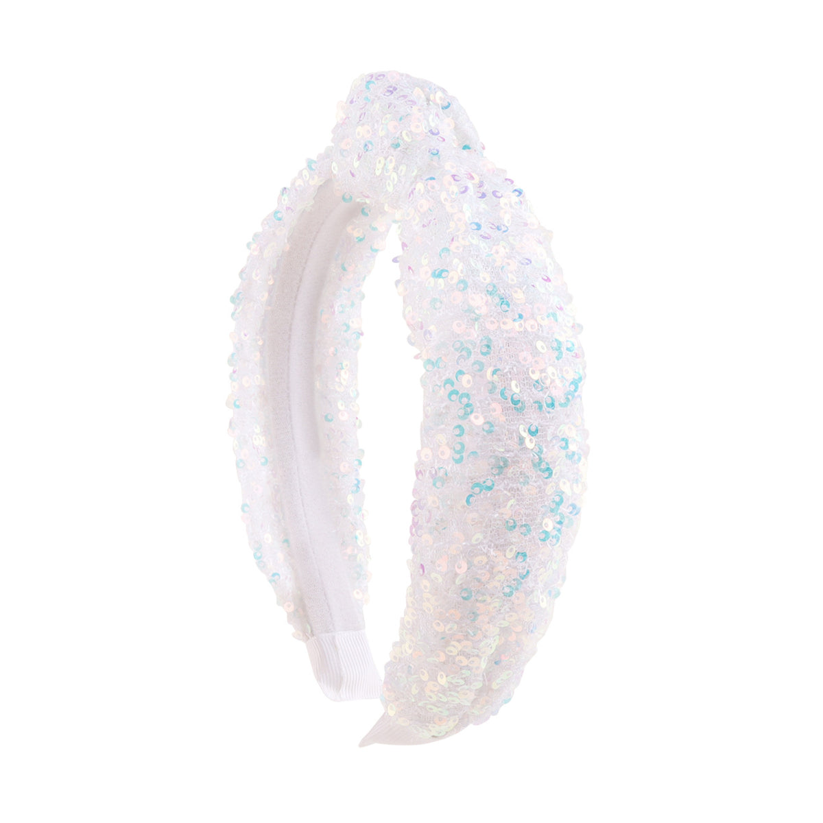 Glitter Chunky Knot Padded Headband - White