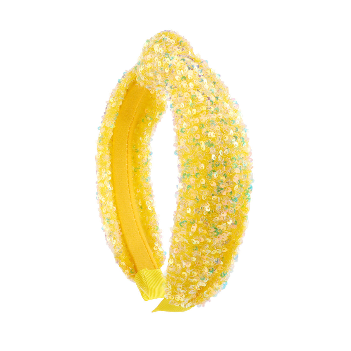 Glitter Chunky Knot Padded Headband - Yellow