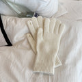 Soft Brushed Knit Gloves with Long Ribbed Cuffs - White