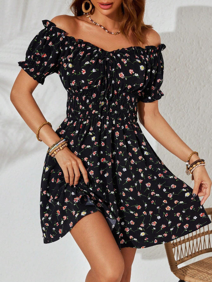 Off Shoulder Floral Smocked Mini Dress - view 1