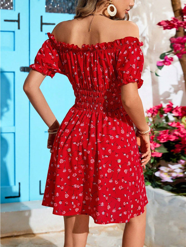 Off Shoulder Floral Smocked Mini Dress - view 4