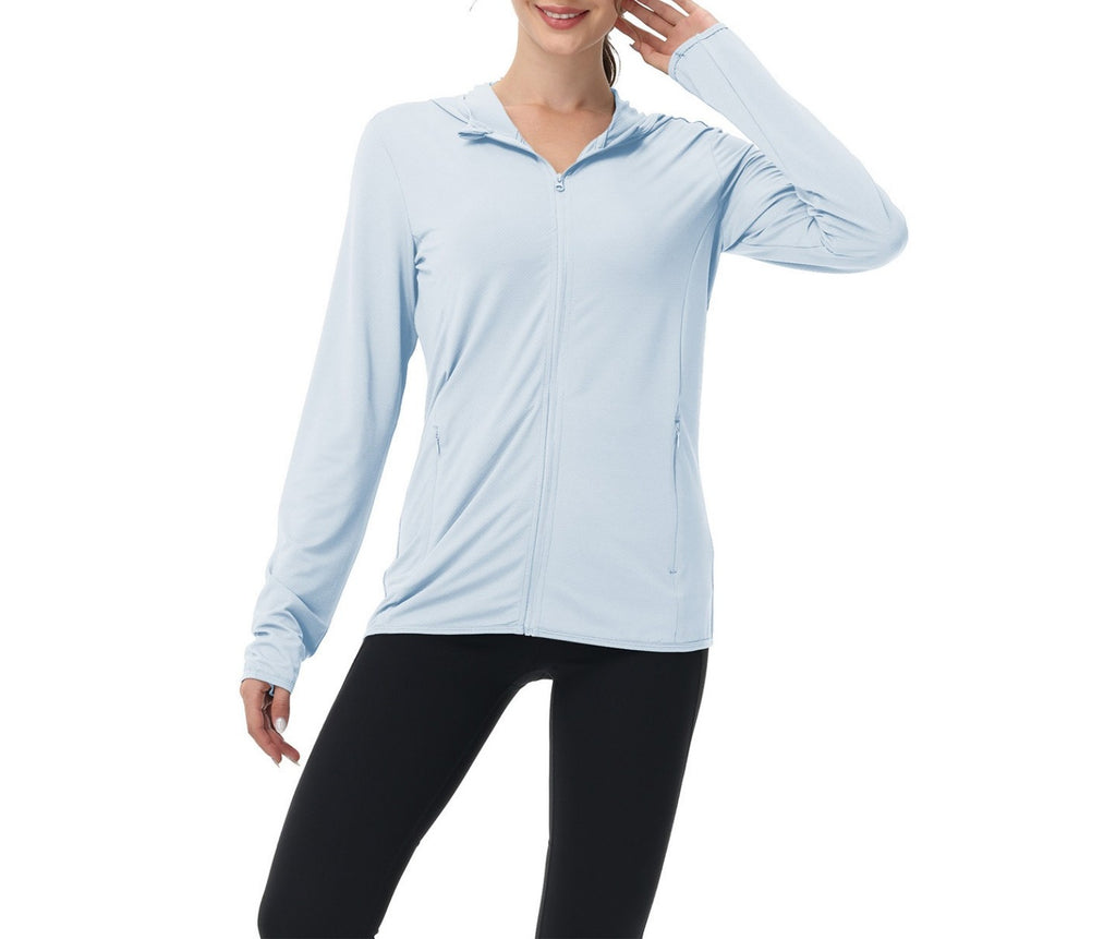 Lightweight Zip Up Sun Protection Shirt - LightBlue
