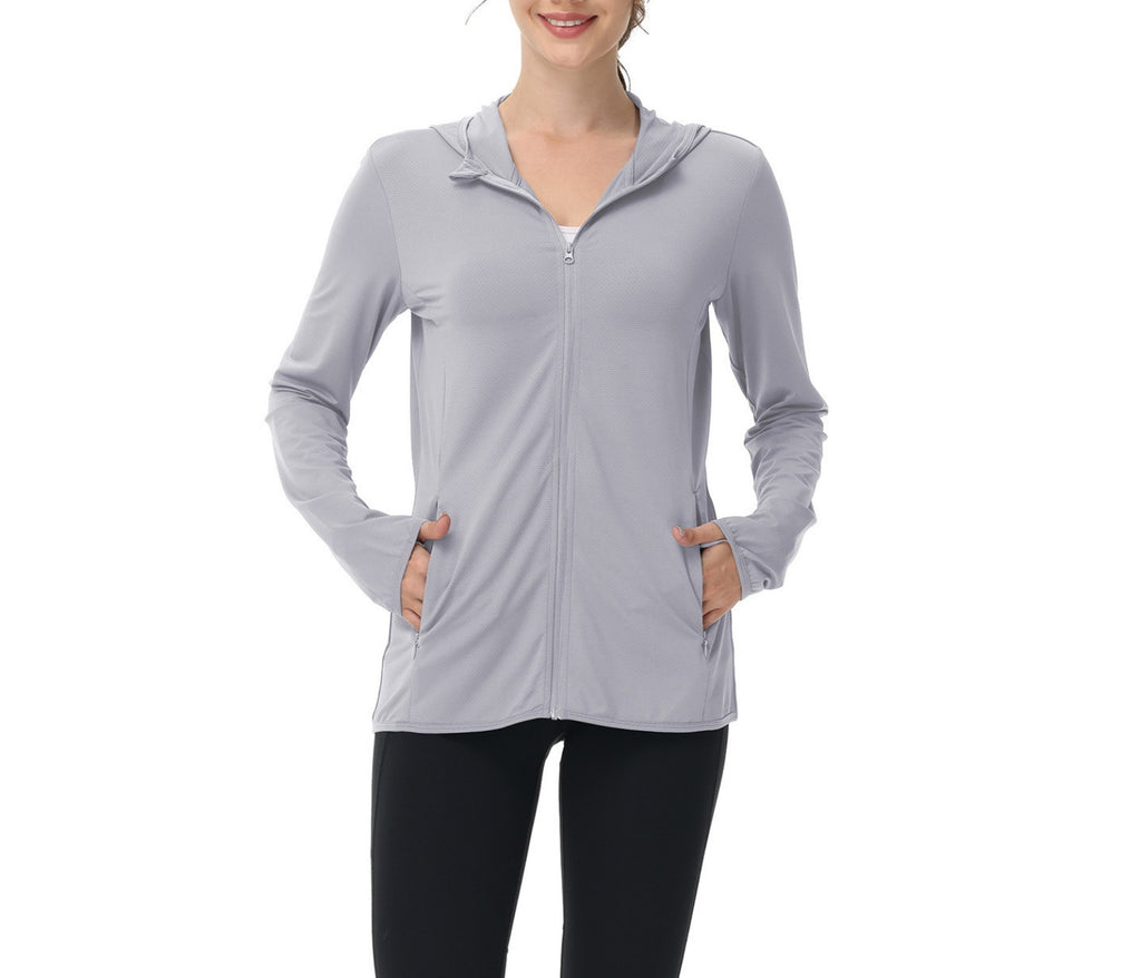 Lightweight Zip Up Sun Protection Shirt - LightGrey