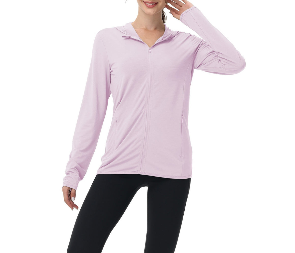 Lightweight Zip Up Sun Protection Shirt - LightPink