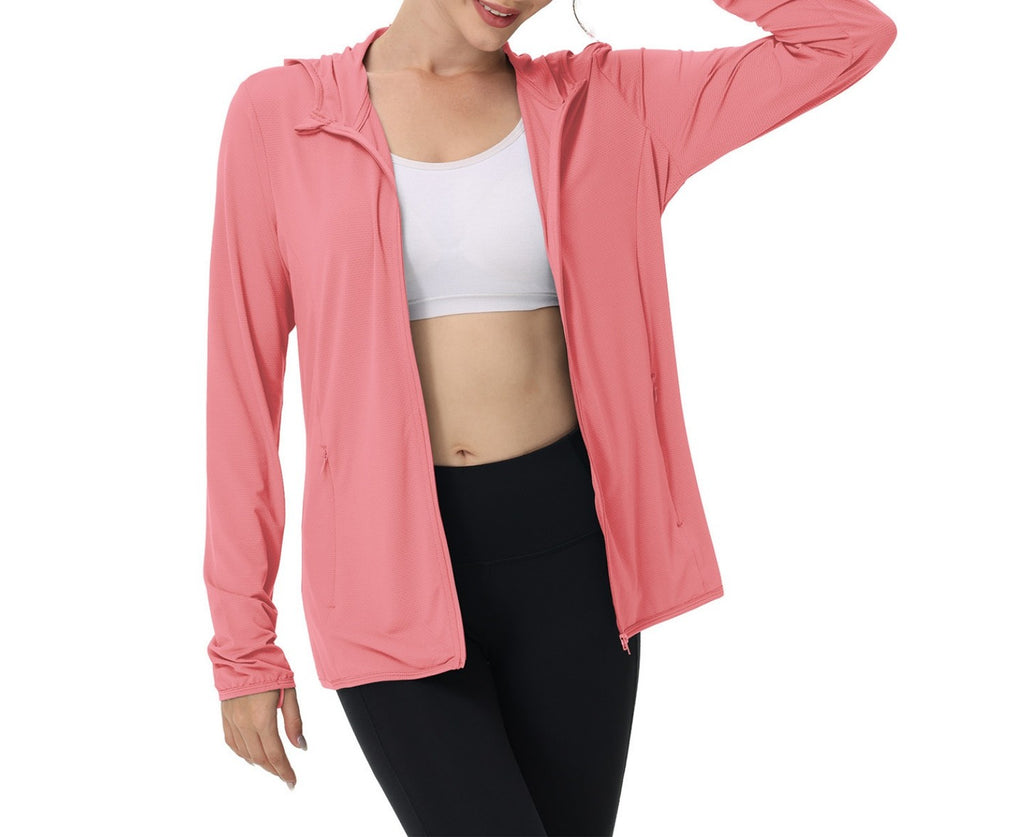 Lightweight Zip Up Sun Protection Shirt - Pink