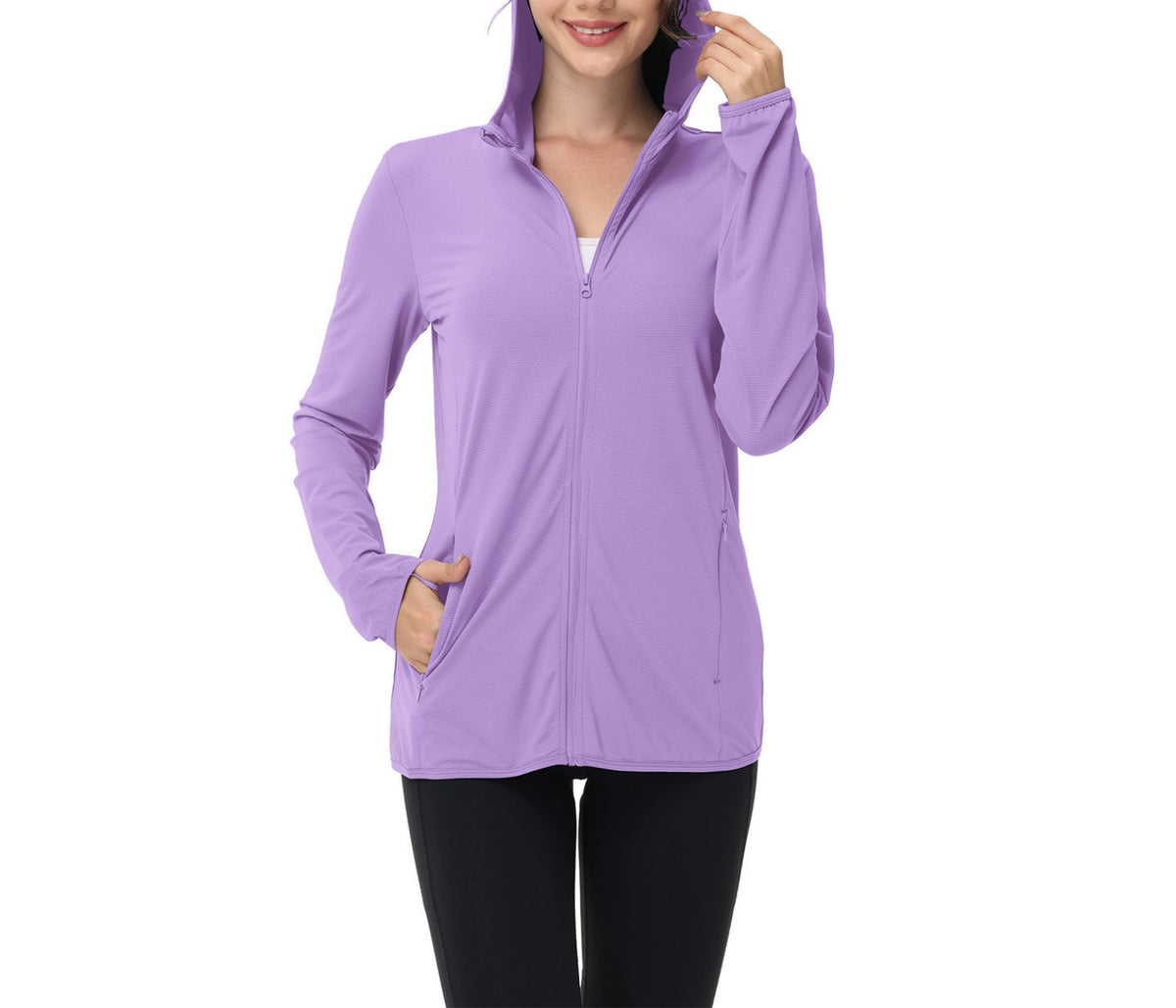 Lightweight Zip Up Sun Protection Shirt - Purple