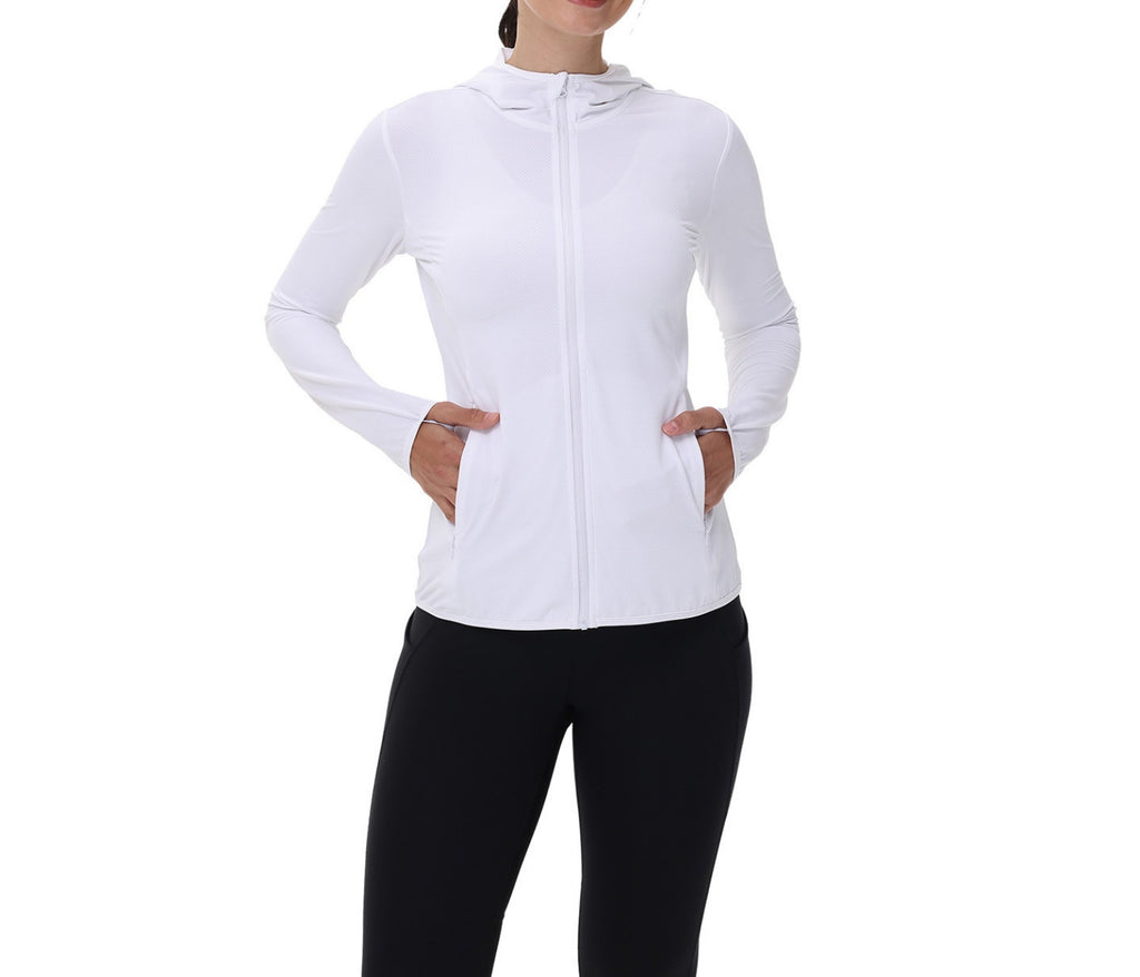 Lightweight Zip Up Sun Protection Shirt - White