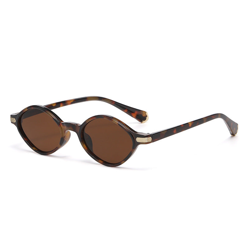 Retro Faceted Oval Frame Sunglasses - Color_06