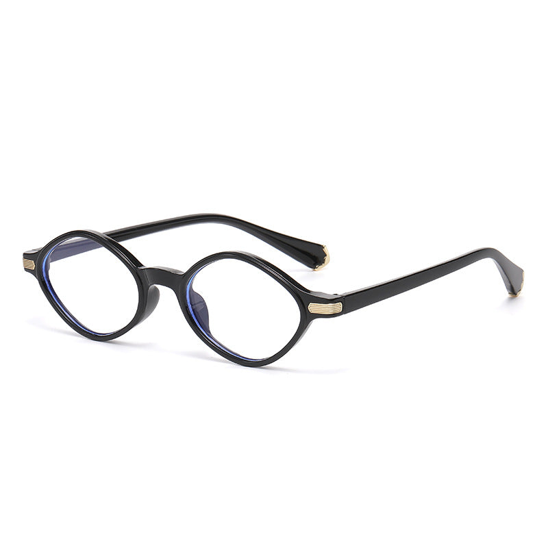 Retro Faceted Oval Frame Sunglasses - Color_09