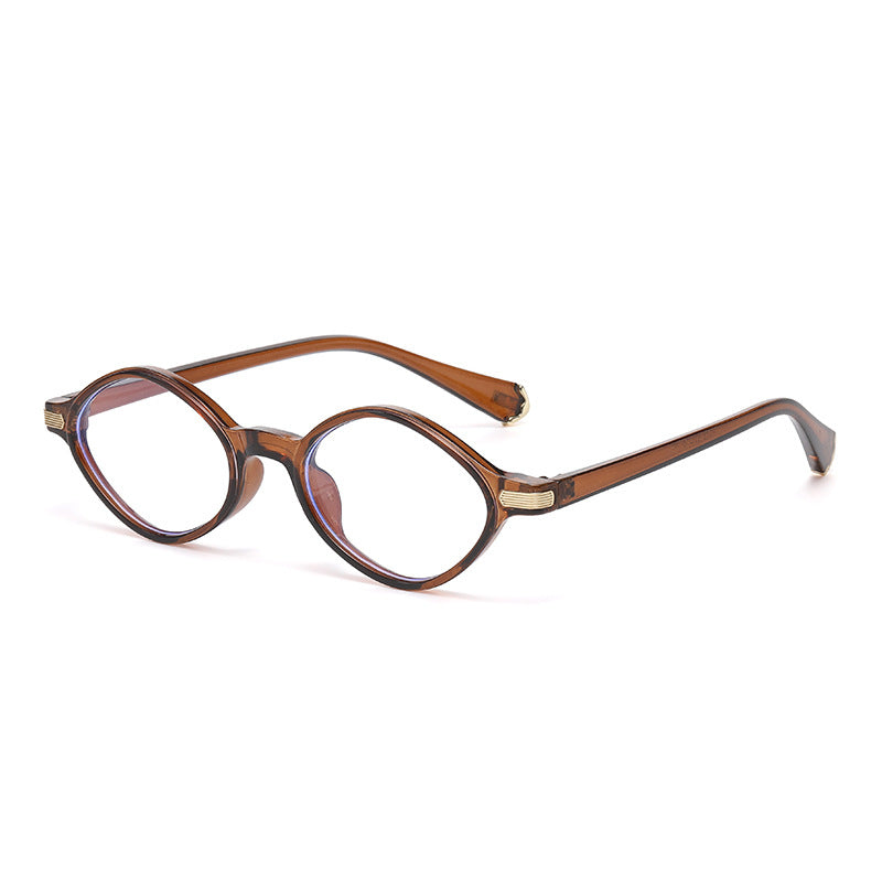 Retro Faceted Oval Frame Sunglasses - Color_12