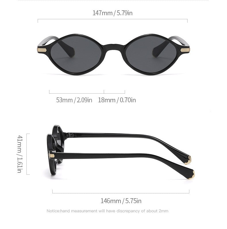 Retro Faceted Oval Frame Sunglasses - view 1