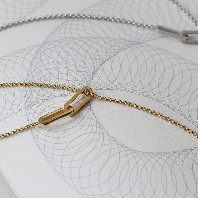 Rectangle Link Y Drop Lariat Necklace - Gold - 2