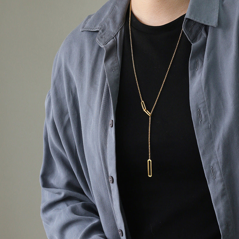 Rectangle Link Y Drop Lariat Necklace - view 1