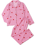 Printed Long Sleeve Pajama Shirt And Pants Set - C1