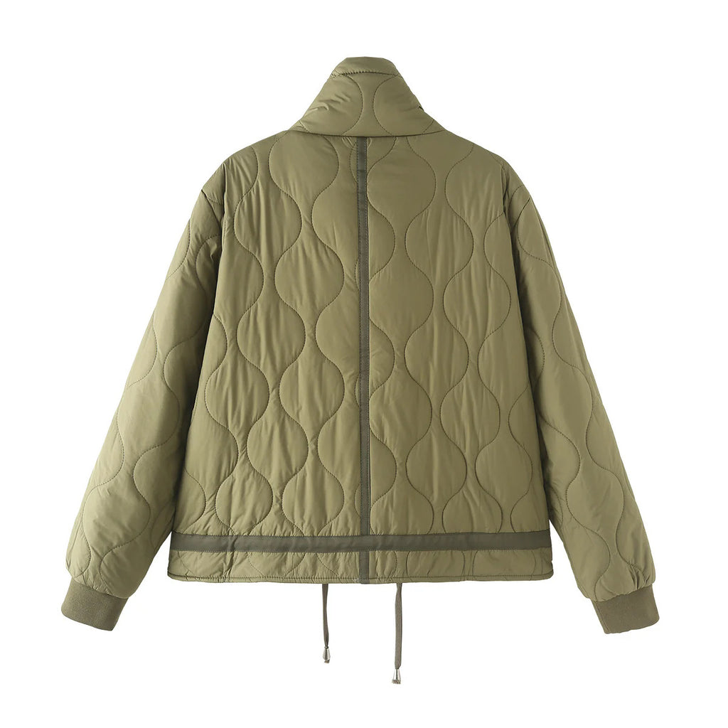 Onion Quilted Stand Collar Jacket - Green