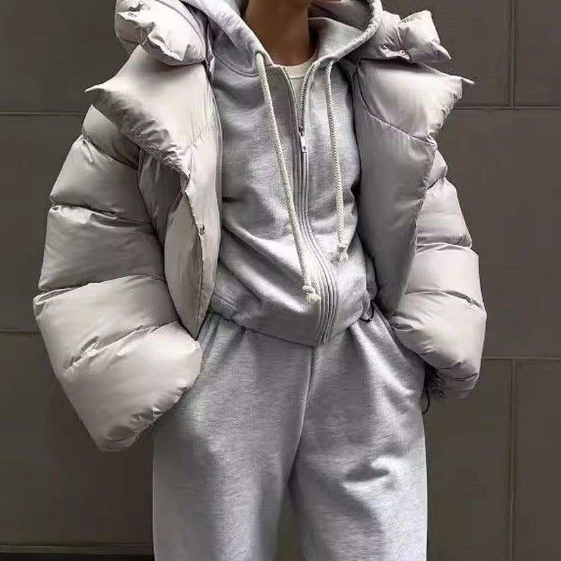 Oversized Hooded Funnel Neck Puffer Jacket