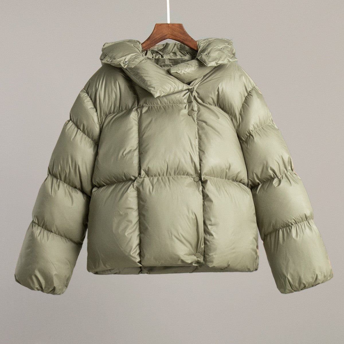 Oversized Hooded Funnel Neck Puffer Jacket