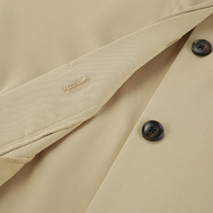 Oversized Point Collar Button Front Jacket - Khaki - 18