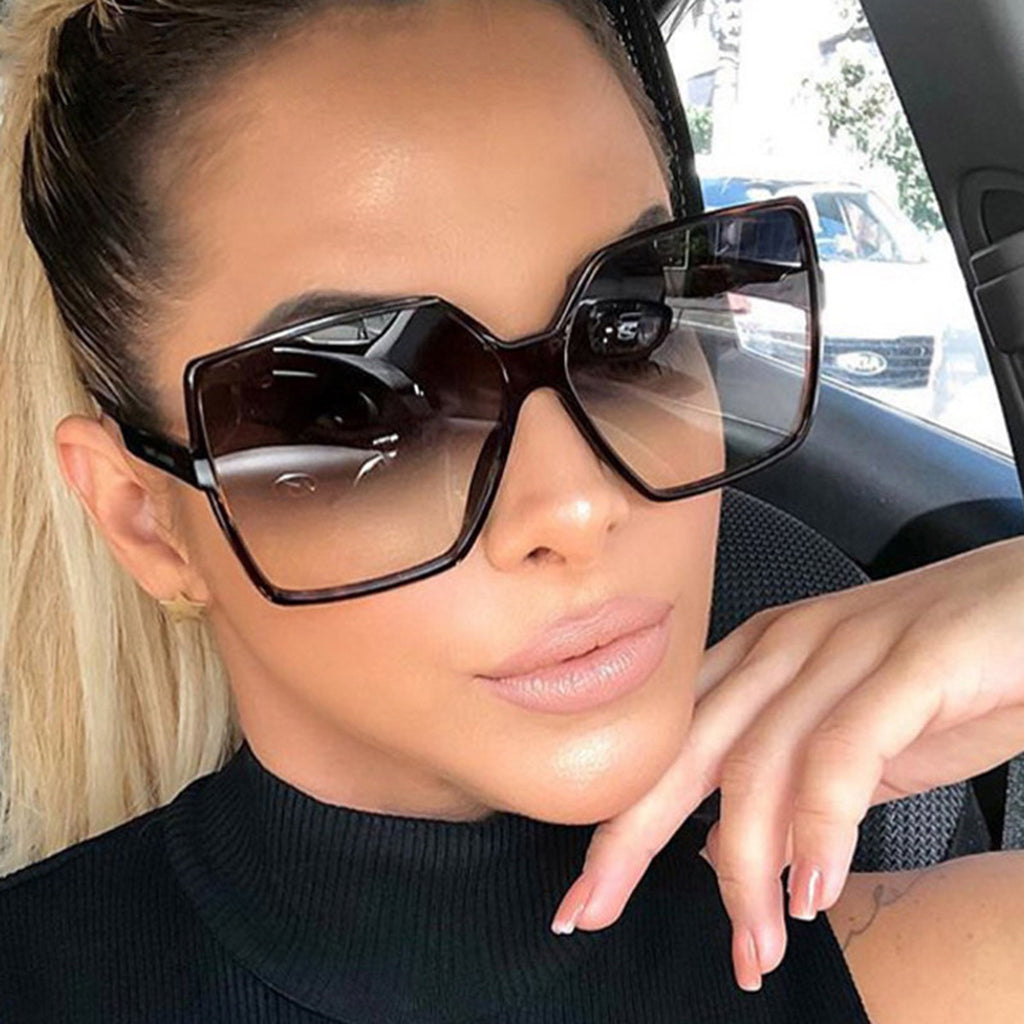Oversized Square Gradient Lens Sunglasses - Black