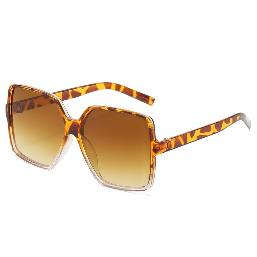 Oversized Square Gradient Lens Sunglasses - Leopard