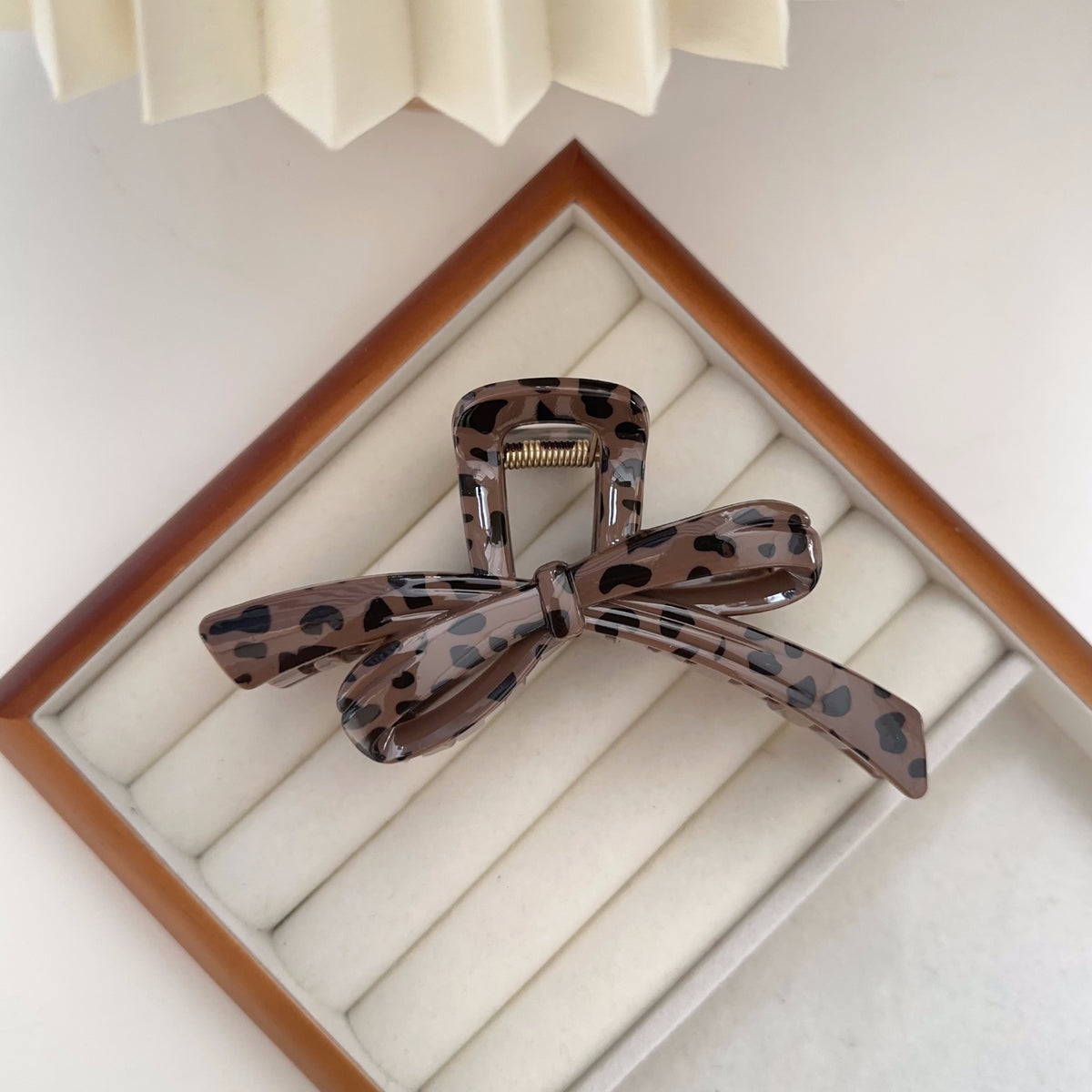 Matte Leopard Bow and Bar Hair Claw - NO01