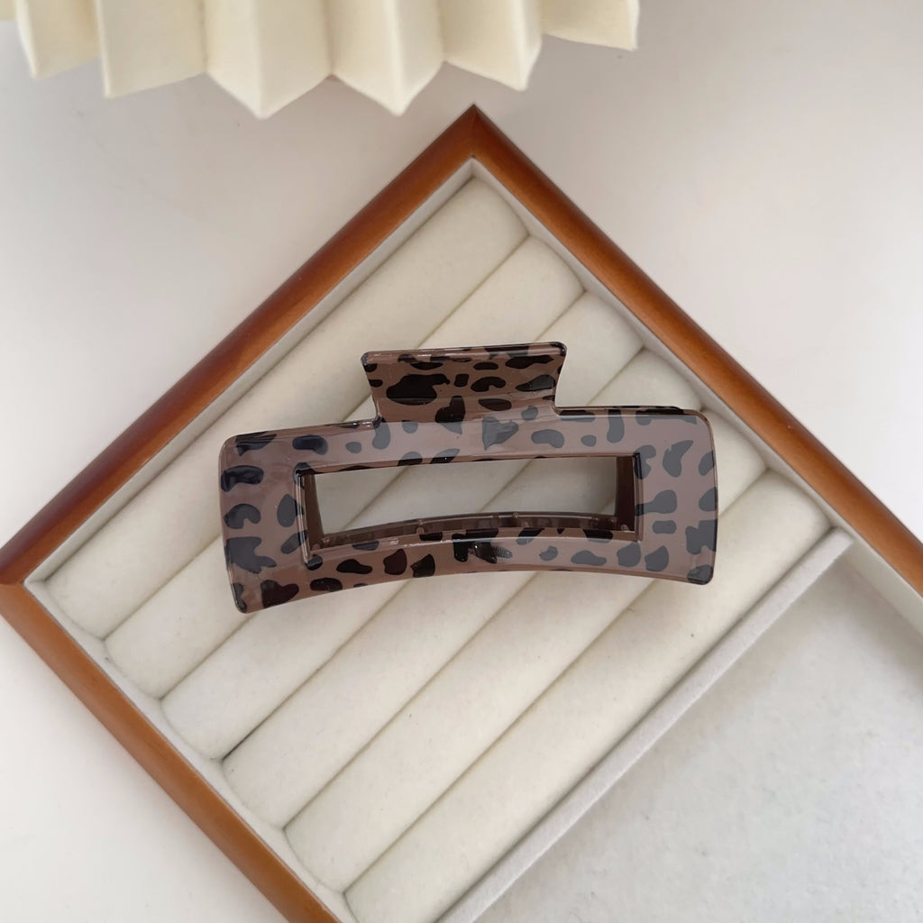 Matte Leopard Bow and Bar Hair Claw - NO03